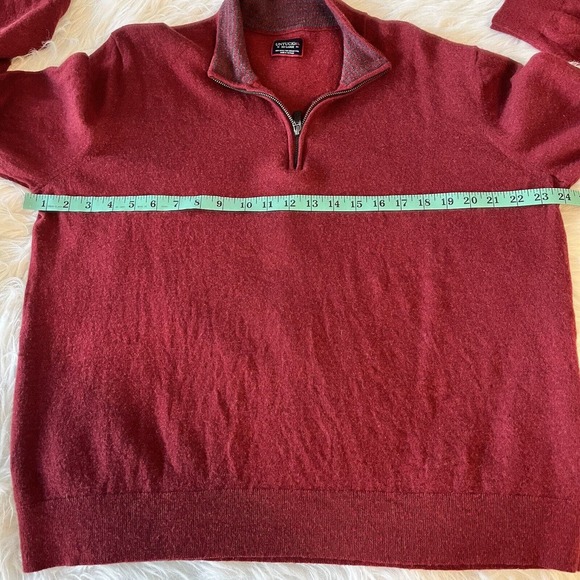 UNTUCKIT‎ Sweater Mens 2XL XX Red Merino Wool Quarter 1/4 Zip Pullover Belguardo - Picture 8 of 10